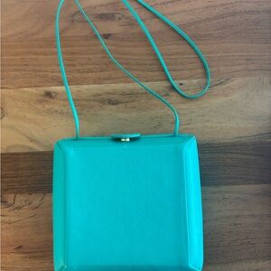 Rare Etra Vintage 1960s mod teal box purse handbag